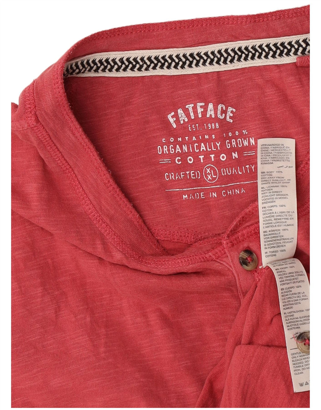 Fat Face Herre T-Shirt Top 2XL Rød Bomuld