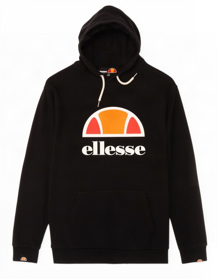 Ellesse Herre grafisk hættetrøje, lille sort bomuld