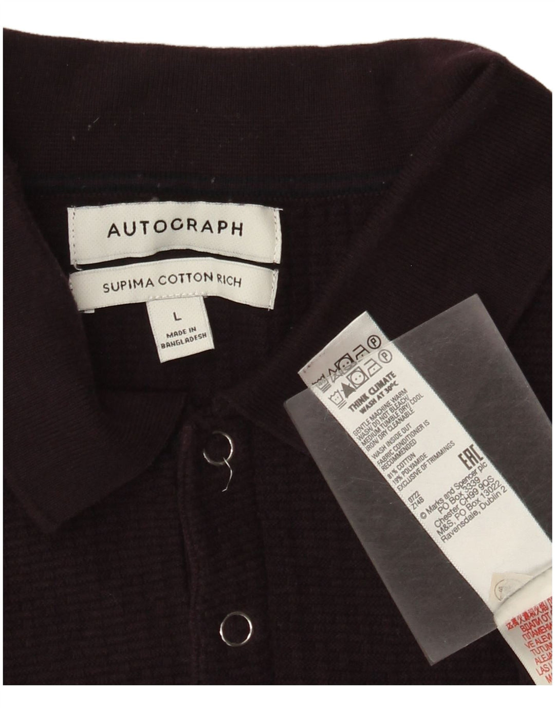 Autograf Herre Polo Neck Jumper Sweater Stor Lilla Bomuld
