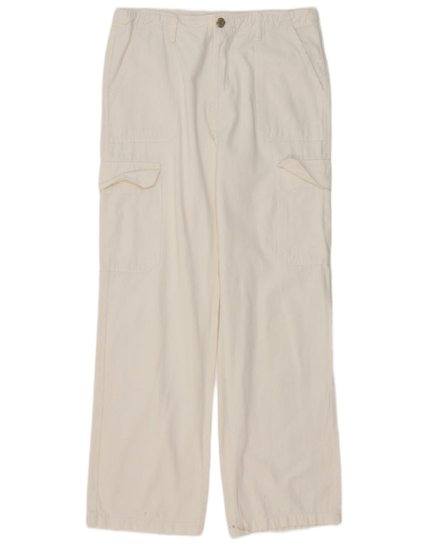 Zara Dame Straight Cargo Bukser EU 42 Large W32 L32 Hvid