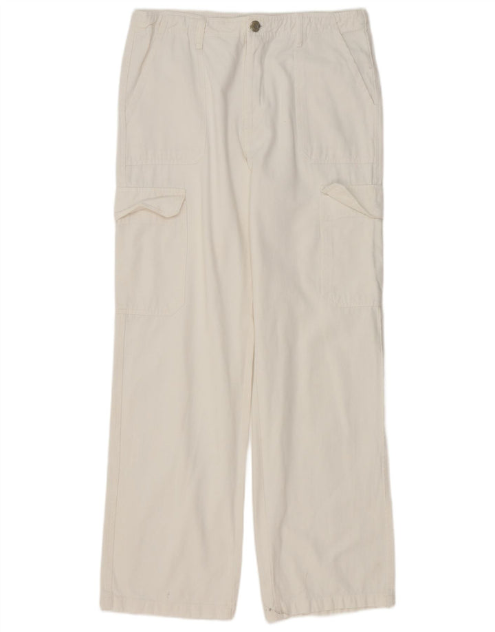 Zara Dame Straight Cargo Bukser EU 42 Large W32 L32 Hvid