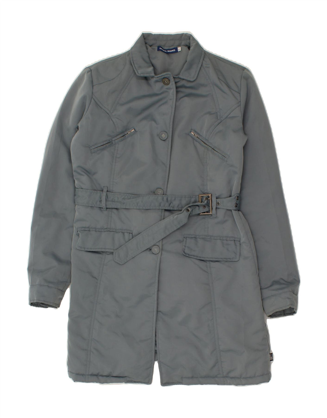 VINTAGE Womens Padded Coat UK 14 Large Grey Nylon | Vintage Vintage | Thrift | Second-Hand Vintage | Used Clothing | Messina Hembry 