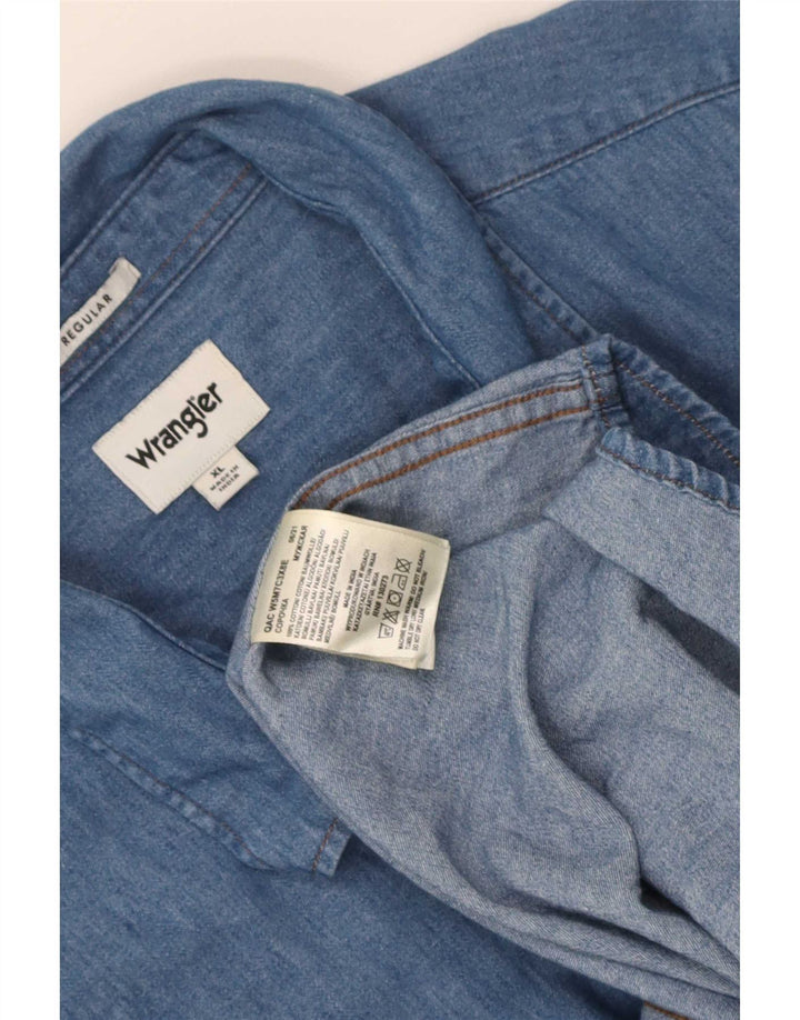 Wrangler Herre Western Regular Fit denimskjorte XL blå bomuld