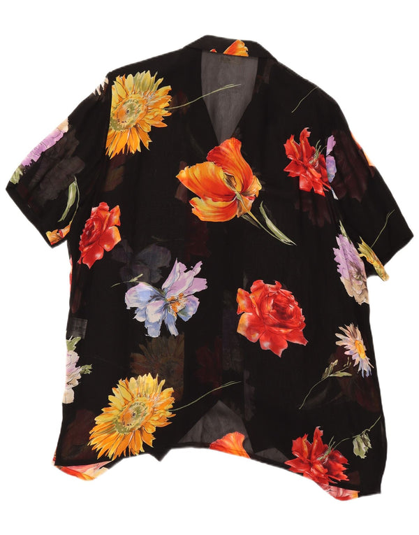 SOMMERMANN Dame Se Through Shirt Bluse UK 24 4XL Sort Blomster