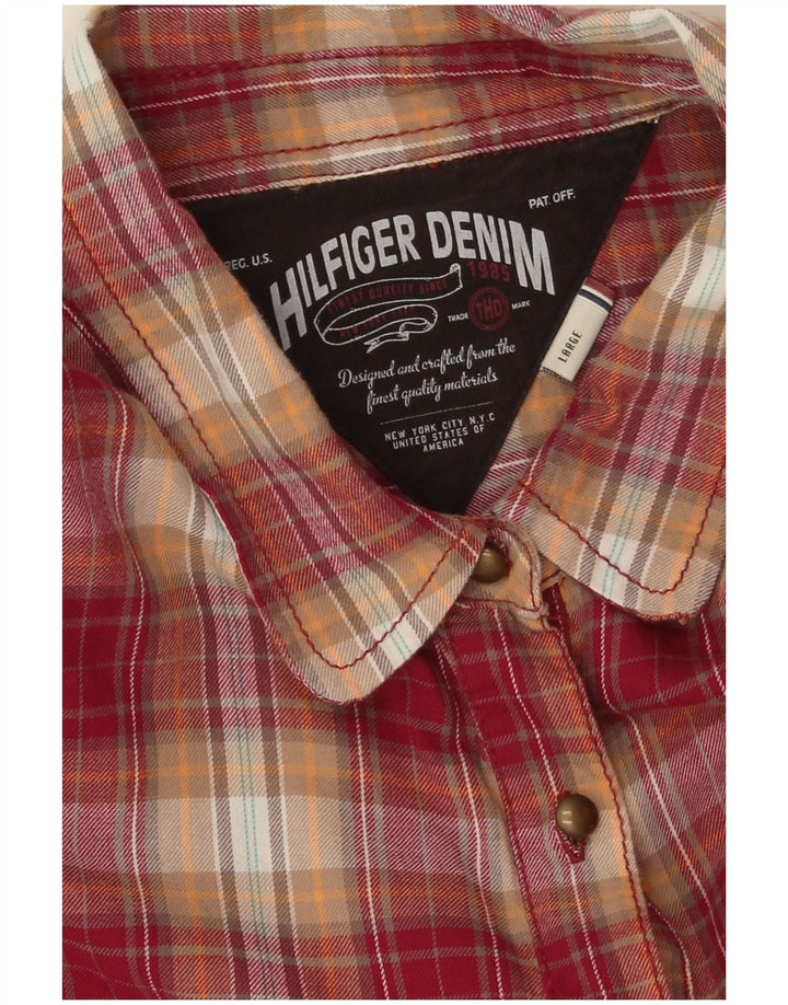 Tommy Hilfiger Dame Pullover Flanell Shirt UK 16 Stor rød ternet bomuld