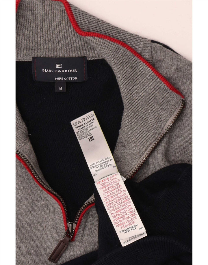 Marks & Spencer Herre Blue Harbor Zip Neck Jumper Sweater Medium Navy Blue