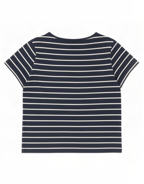 Jack Wills Womens T-Shirt Top UK 10 Small Navy Blue Striped Cotton