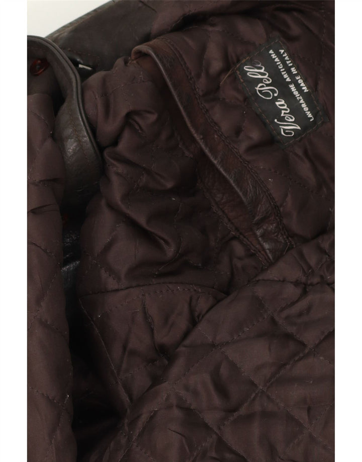 VINTAGE Mens 3/4 Sleeve Leather Jacket UK 40 Large Brown Vintage Vintage and Second-Hand Vintage from Messina Hembry 