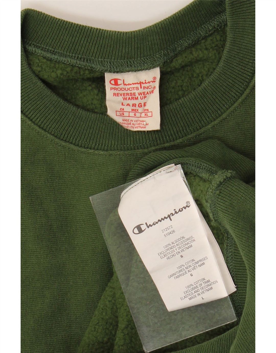 CHAMPION Herre Reverse Weave Sweatshirt Jumper Stor Grøn Bomuld