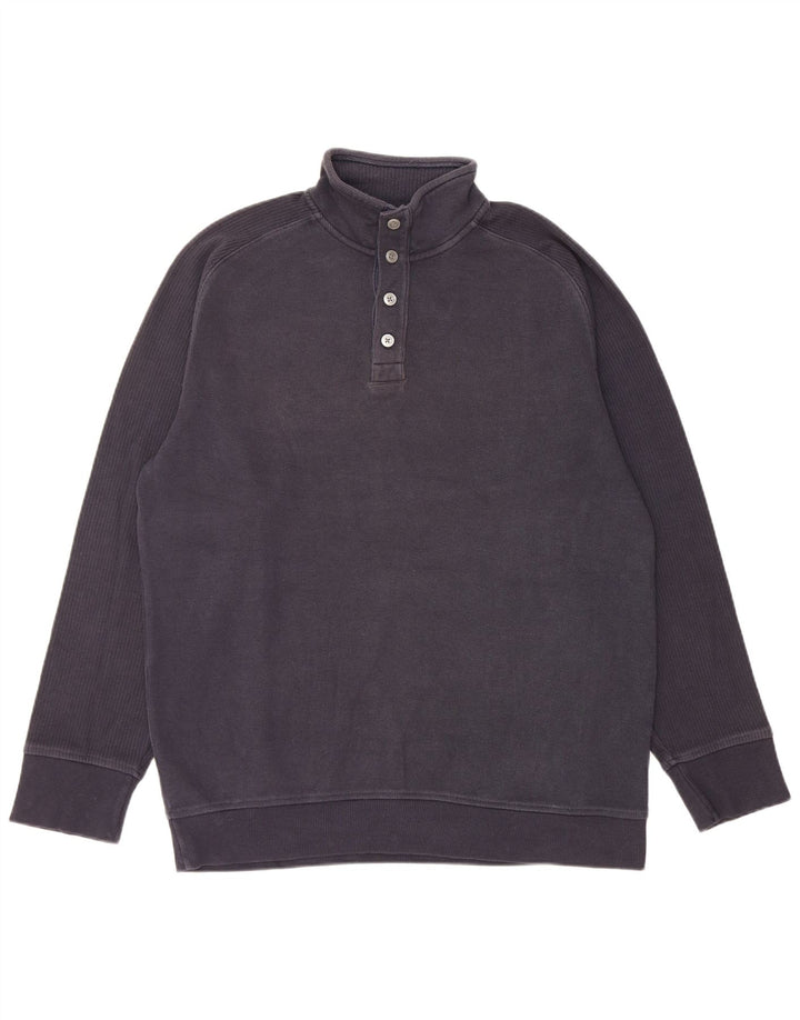 Marks & Spencer Herre Button Neck Jumper Sweater Medium Navy Blue