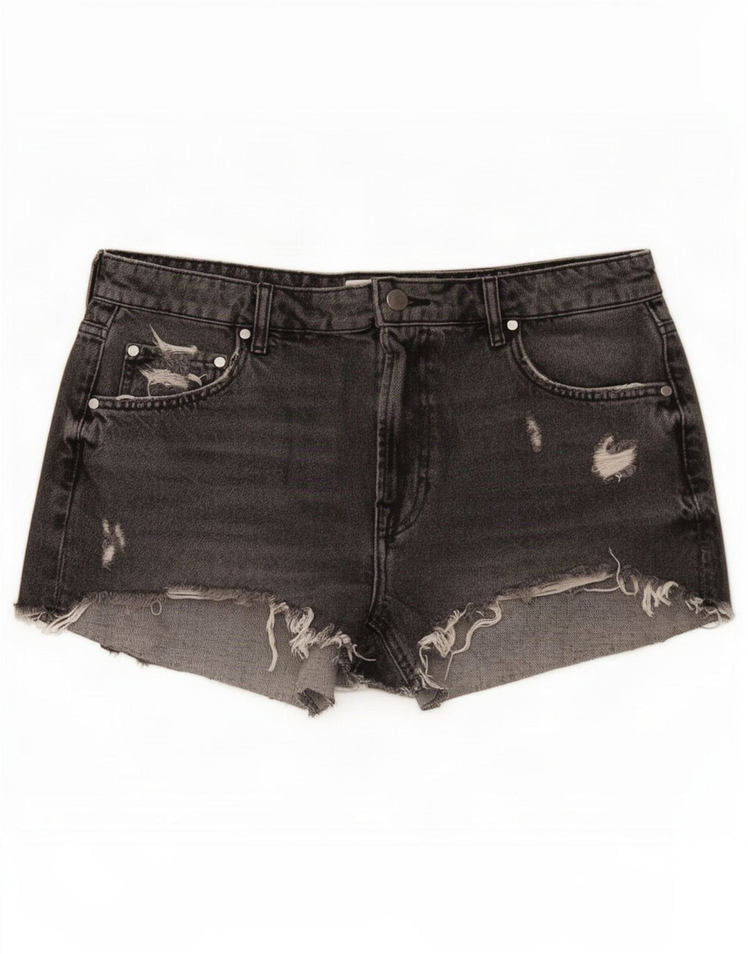 Zara Womens Distressed Denim Shorts EU 42 Large W32 Grå Bomuld