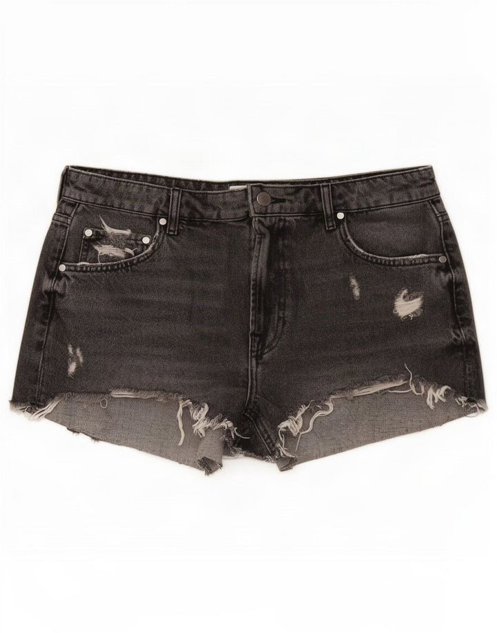Zara Womens Distressed Denim Shorts EU 42 Large W32 Grå Bomuld