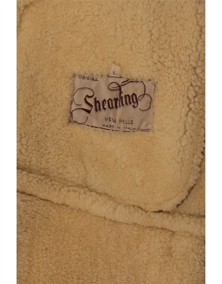 Vintage Herre Shearling Jacket UK 40 Large Brown