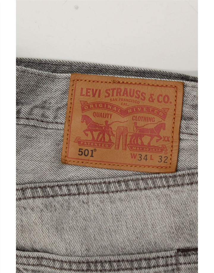 LEVI'S Herre 501 Straight Jeans W34 L30 Grå Bomuld