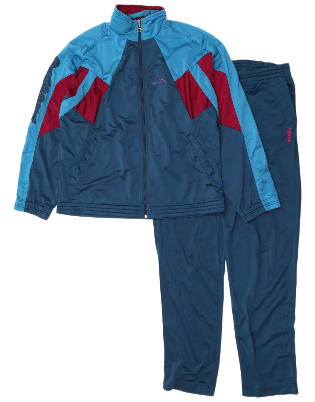 Diadora Herre grafisk hel træningsdragt UK 42 Large Blue Colourblock Polyester