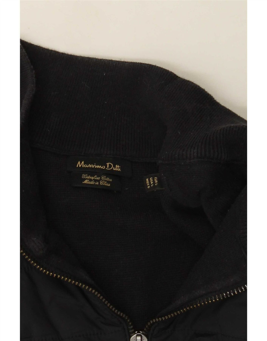 Massimo Dutti Herre Zip Neck Jumper Sweater Stor Marineblå Bomuld