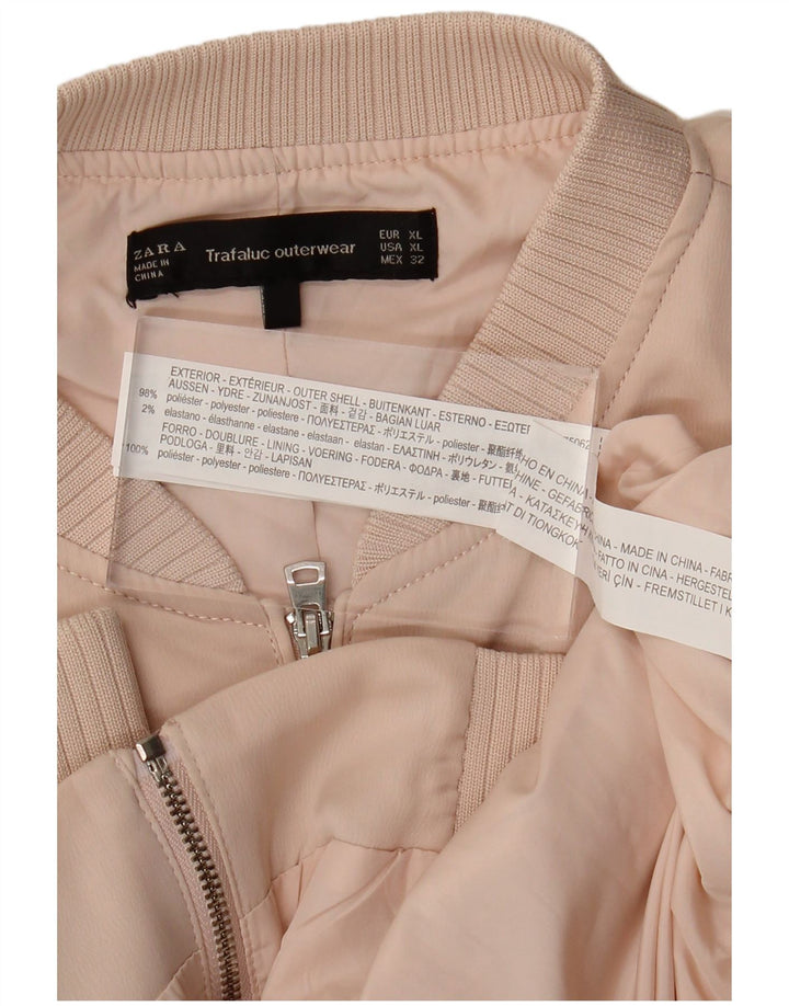 ZARA Bomberjakke til kvinder UK 18 XL Pink Polyester