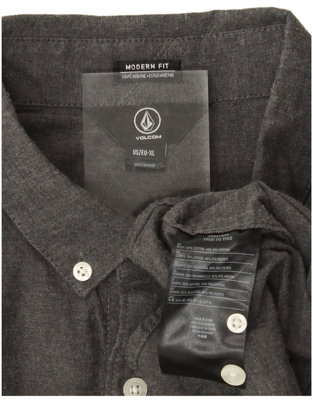 Volcom Herre Modern Fit Shirt XL Grå Bomuld