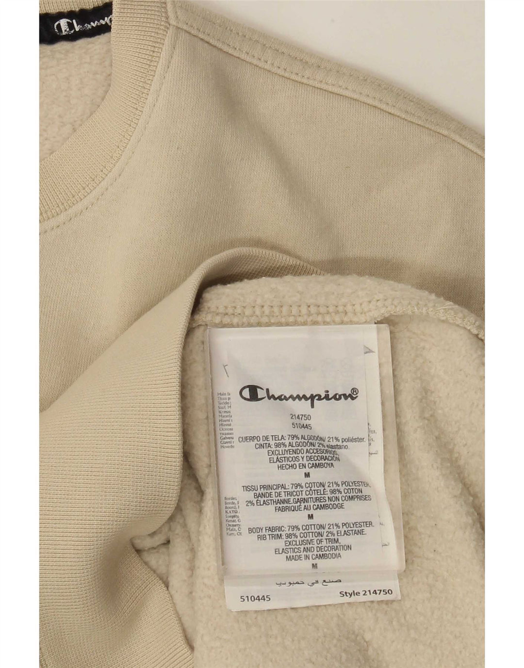 Champion Herre Sweatshirt Jumper Medium Beige Bomuld