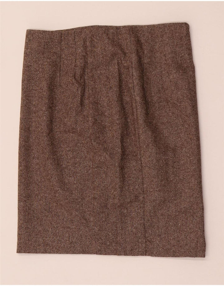 Benetton Dame Mini lige nederdel IT 42 Medium W28 Brun Flecked Uld