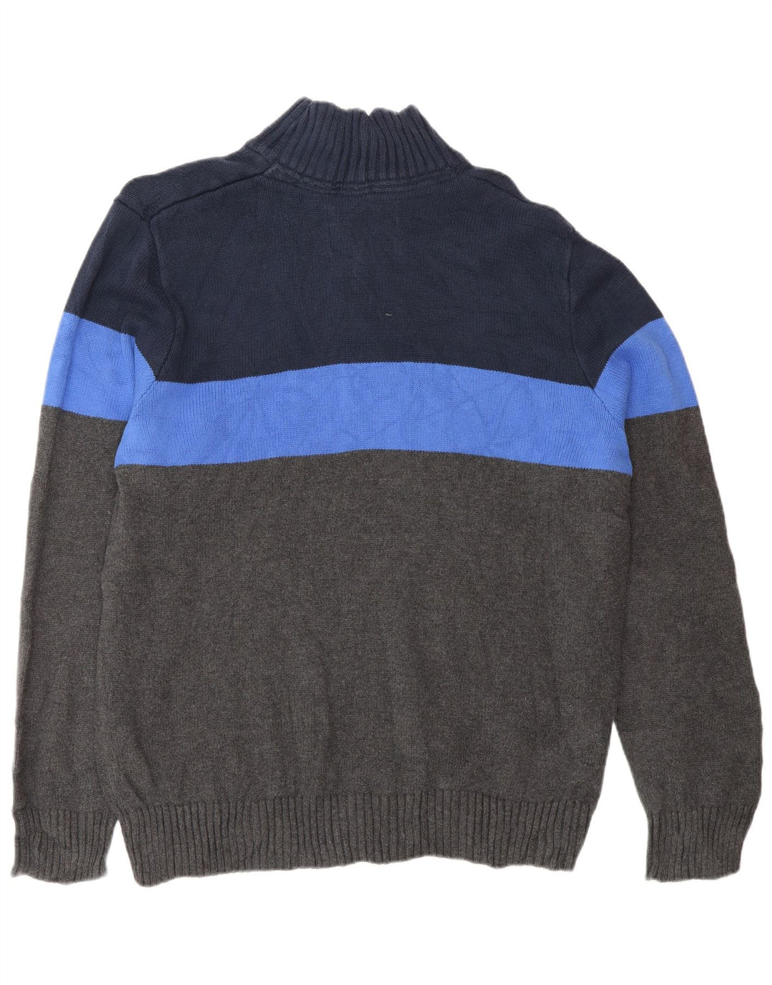 Eddie Bauer Herre Zip Neck Jumper Sweater Stor Grå Colourblock Bomuld