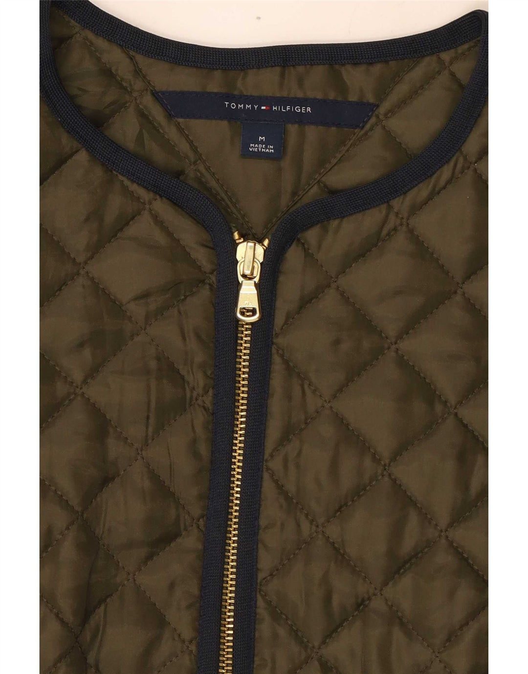 Tommy Hilfiger Dame Quiltet Gilet UK 12 Medium Khaki Polyester