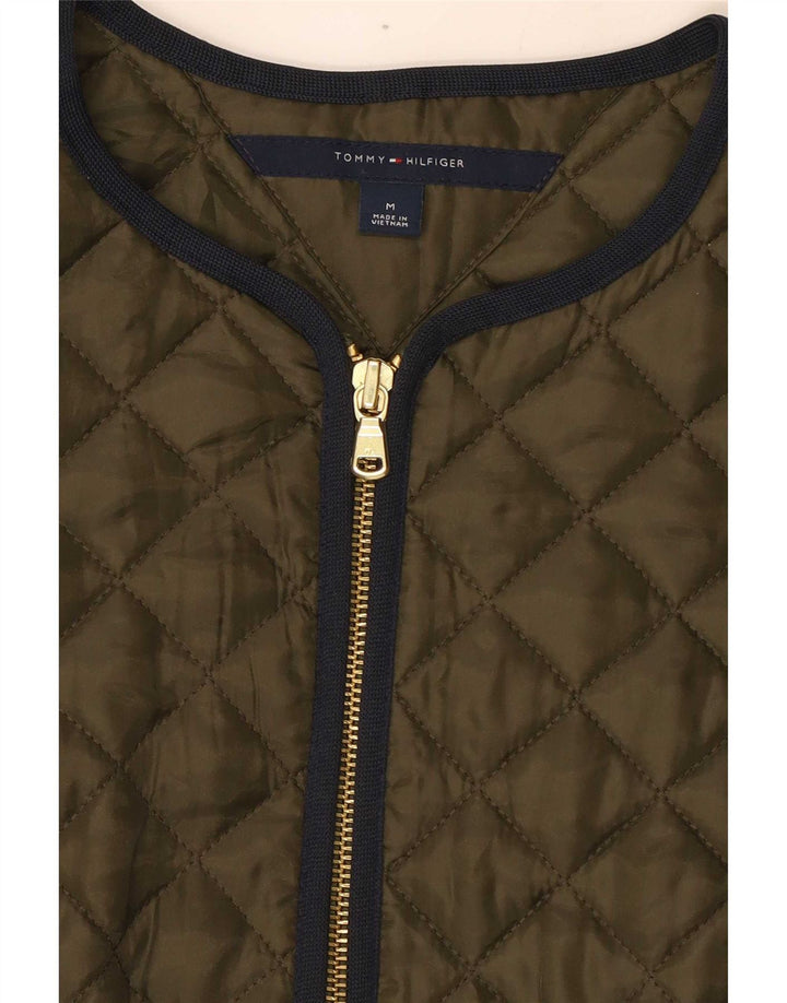 Tommy Hilfiger Dame Quiltet Gilet UK 12 Medium Khaki Polyester