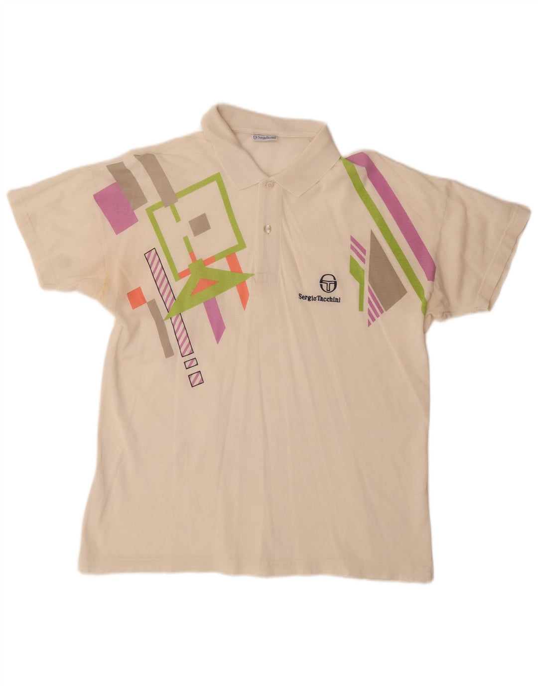 SERGIO TACCHINI Poloshirt til mænd EU 50 Medium Off White Geometrisk bomuld