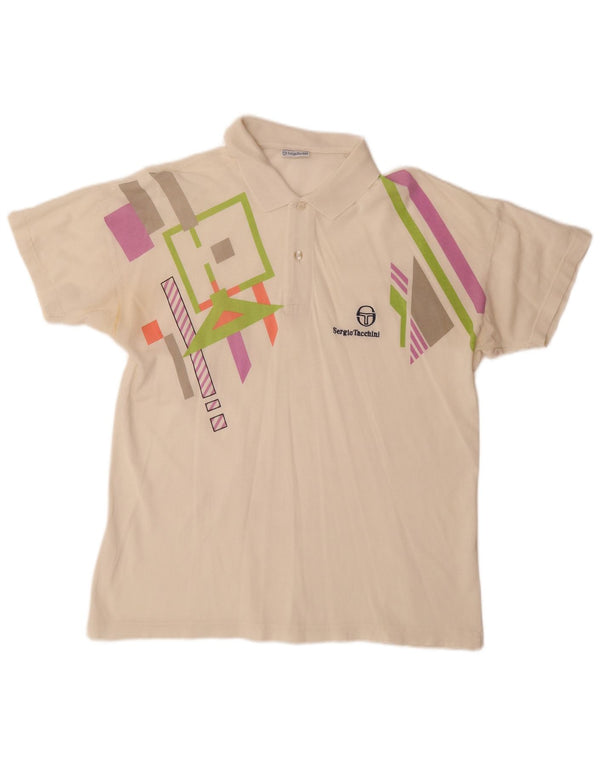 SERGIO TACCHINI Poloshirt til mænd EU 50 Medium Off White Geometrisk bomuld