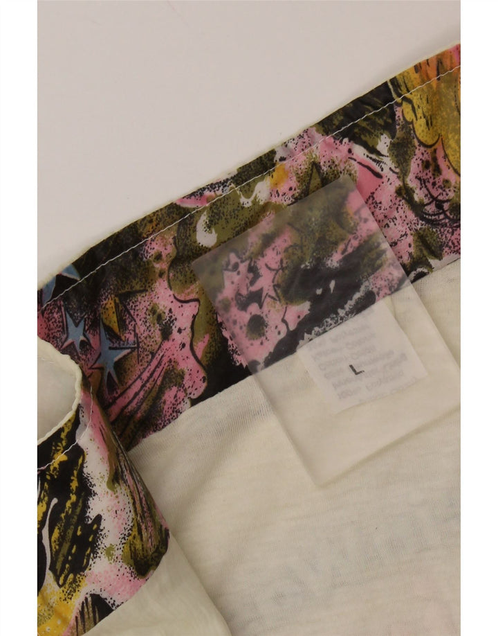 VINTAGE Womens Graphic Tracksuit Top Jacket UK 16 Large Off White