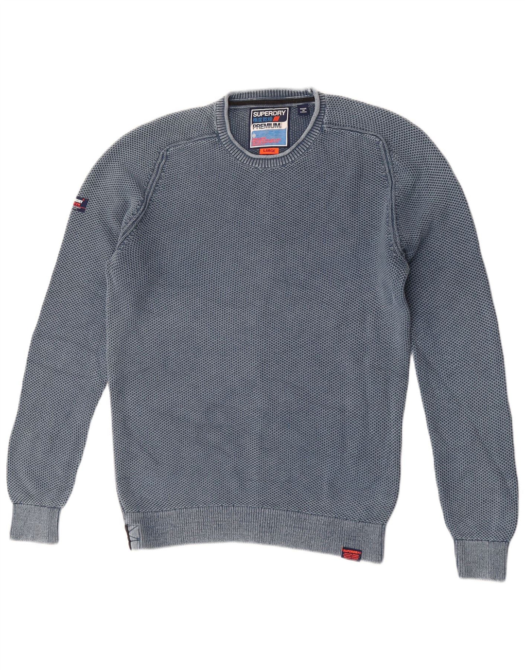 Superdry Herre sweater med rund hals, stor blå bomuld