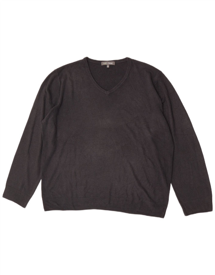 Marks & Spencer Herre V-hals sweater 2XL marineblå akryl