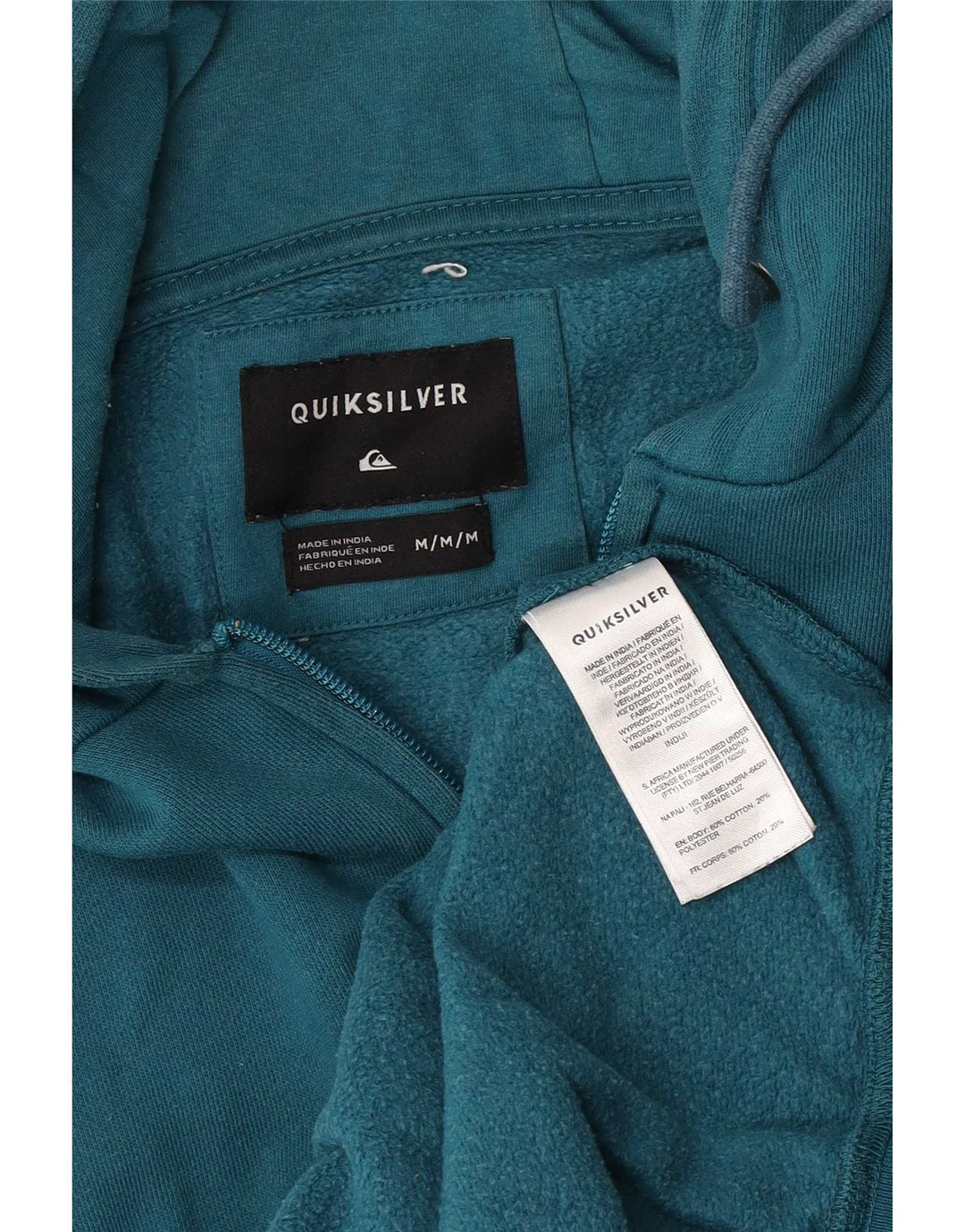 Quiksilver Herre grafisk hættetrøje med lynlås mellemblå bomuld