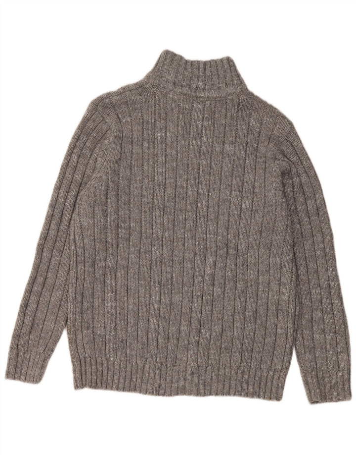 Marks & Spencer Herre sweater med lynlåshals, stor grå flækket akryl