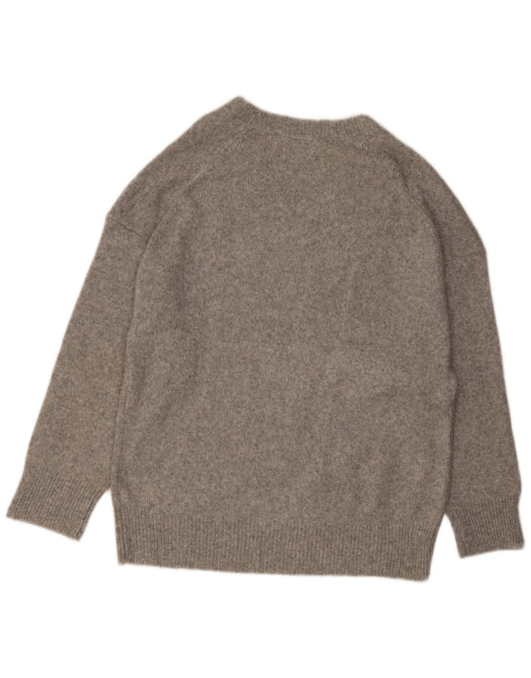 Zara Dame Loose Fit V-hals sweater UK 14 Medium Grå Akryl