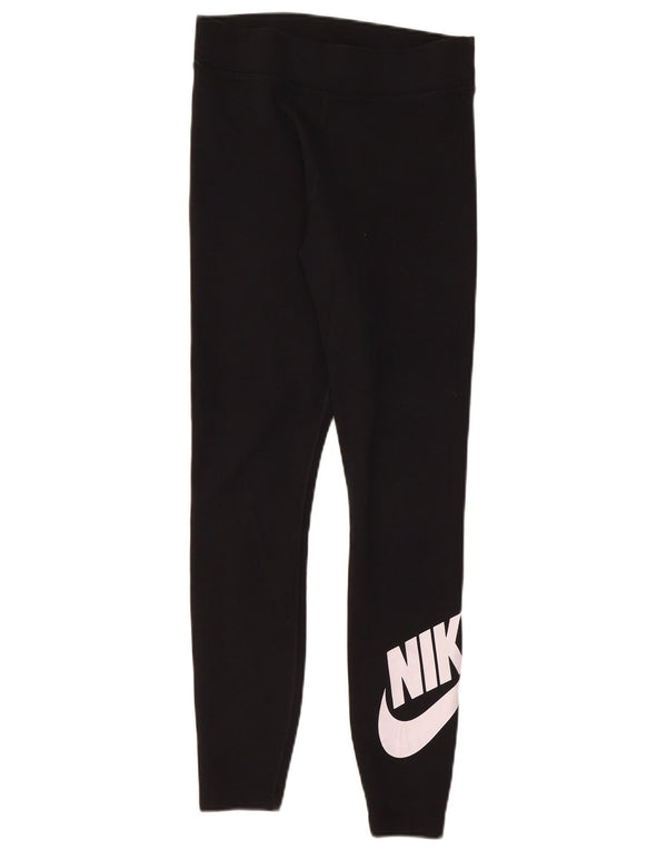 Nike Dame Grafiske Leggings UK 12 Medium Sort Bomuld