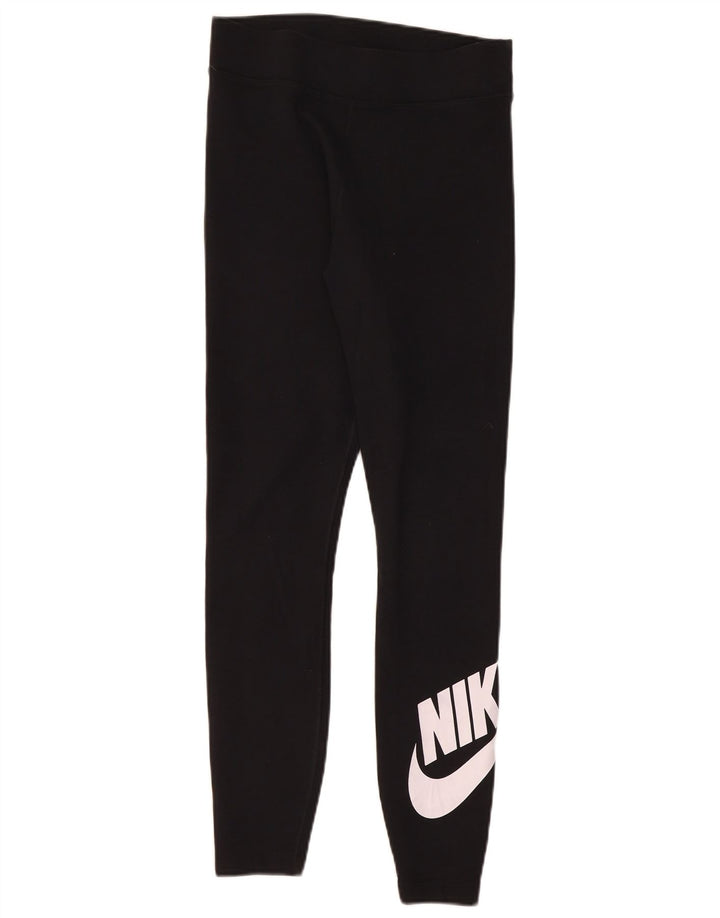Nike Dame Grafiske Leggings UK 12 Medium Sort Bomuld