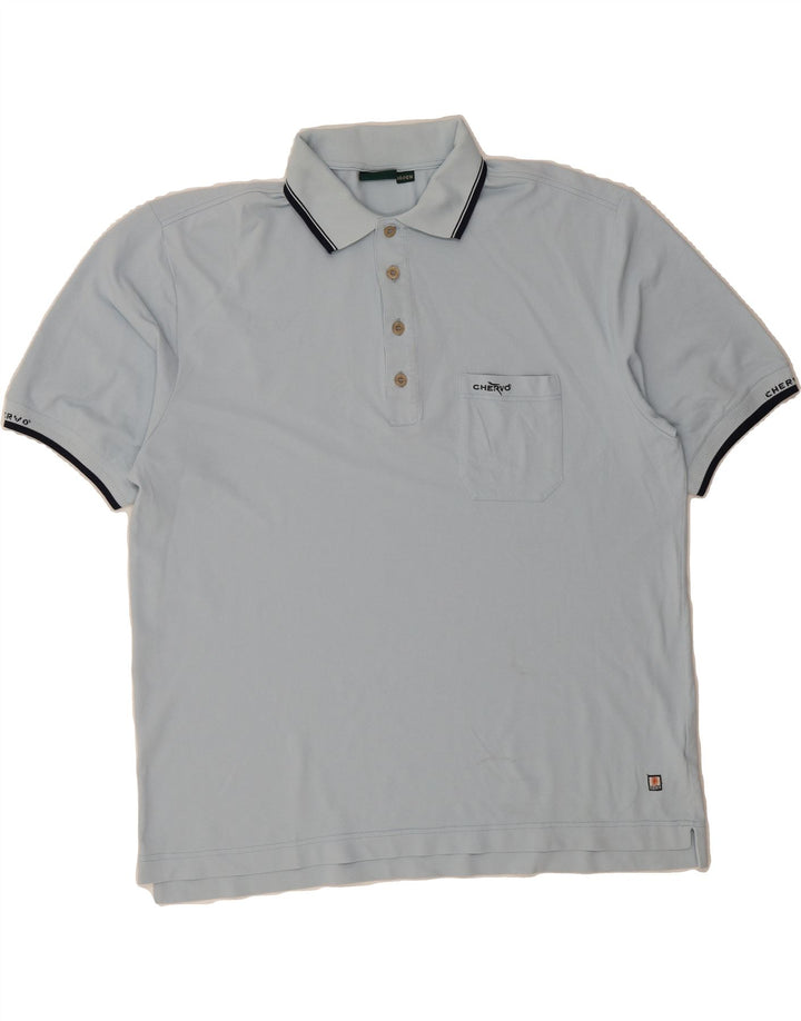 CHERVO Mens Polo Shirt EU 56 2XL Blue Cotton Vintage Chervo and Second-Hand Chervo from Messina Hembry 