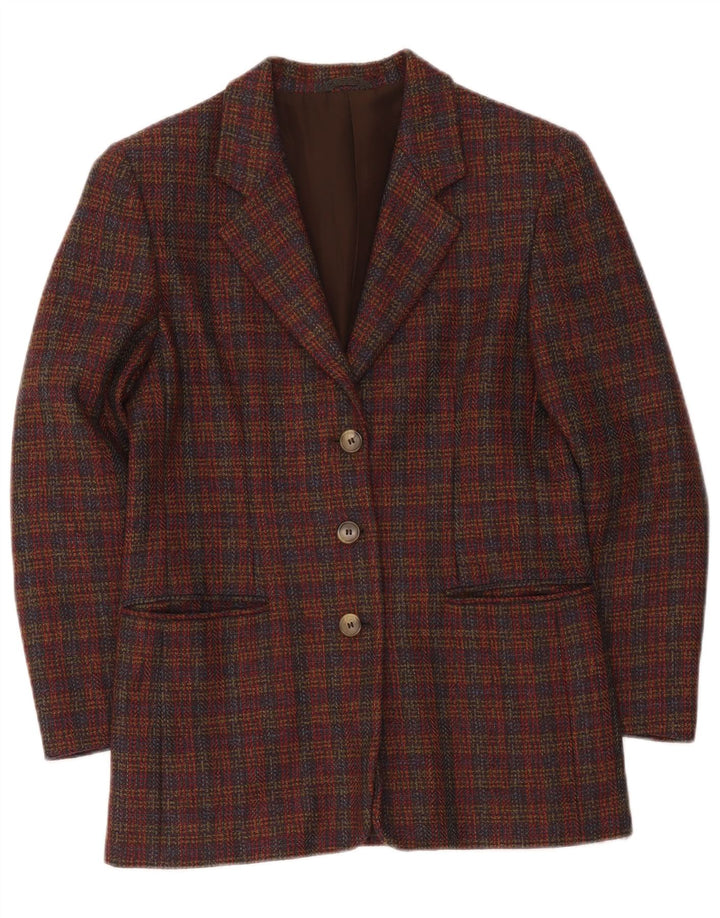 Vintage dame 3-knaps oversize blazerjakke UK 10 Small Bourgogne tern