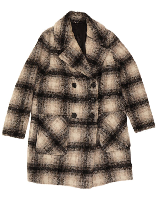 Marks & Spencer Dame Dobbeltradet Frakke UK 14 Large Beige Check