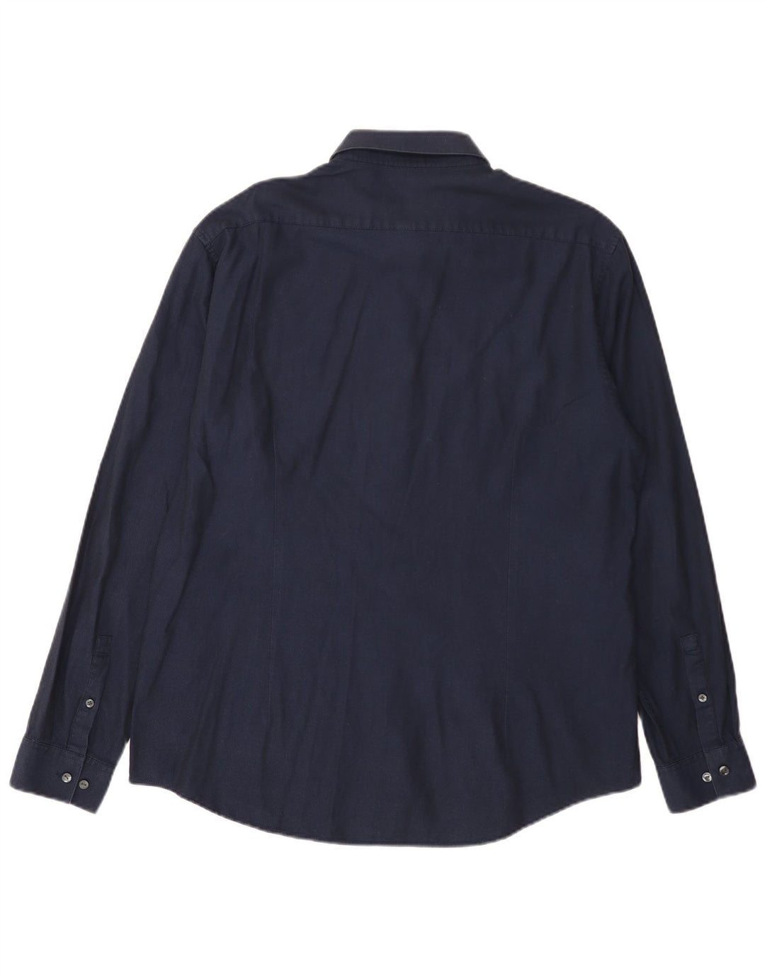Calvin Klein Herre Fitted Shirt Størrelse 17 XL Navy Blue Cotton