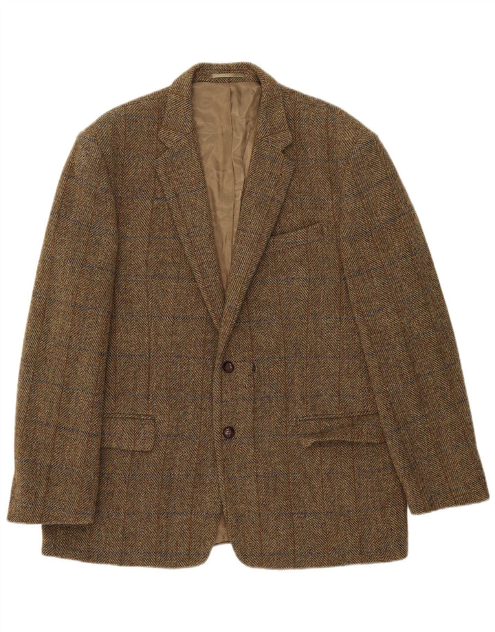 HARRIS TWEED Herre 2-knaps blazerjakke UK 44 2XL Khaki ternet uld