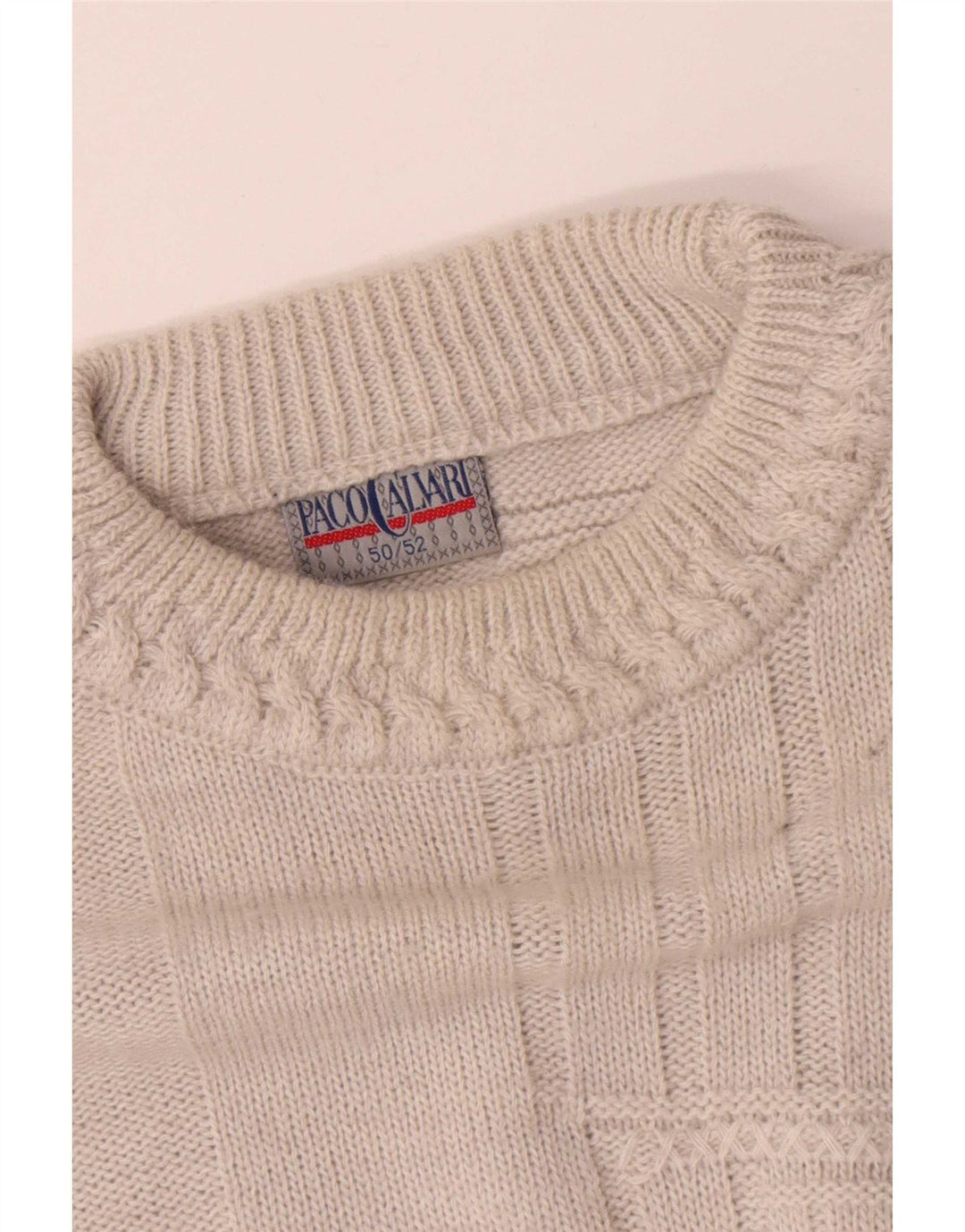 Paco Calvari Herre sweater med rund hals IT 50/52 Medium Hvid Geometrisk