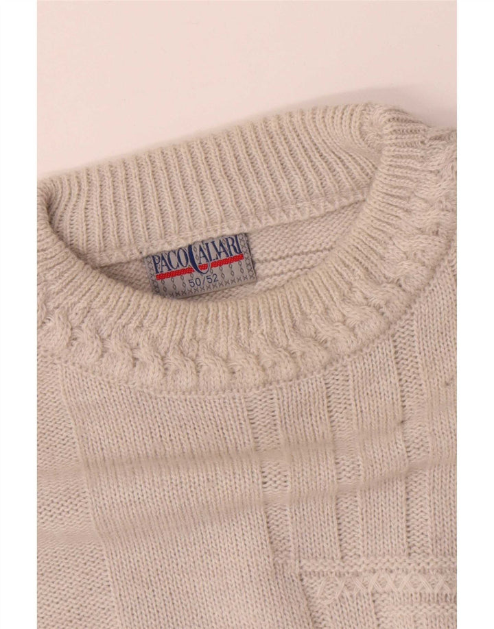 Paco Calvari Herre sweater med rund hals IT 50/52 Medium Hvid Geometrisk