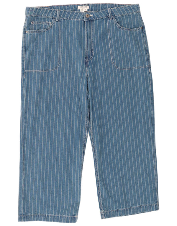 White Stuff Womens Brede Ben Cropped Trousers UK 20 2XL W42 L26 Blå Stribet