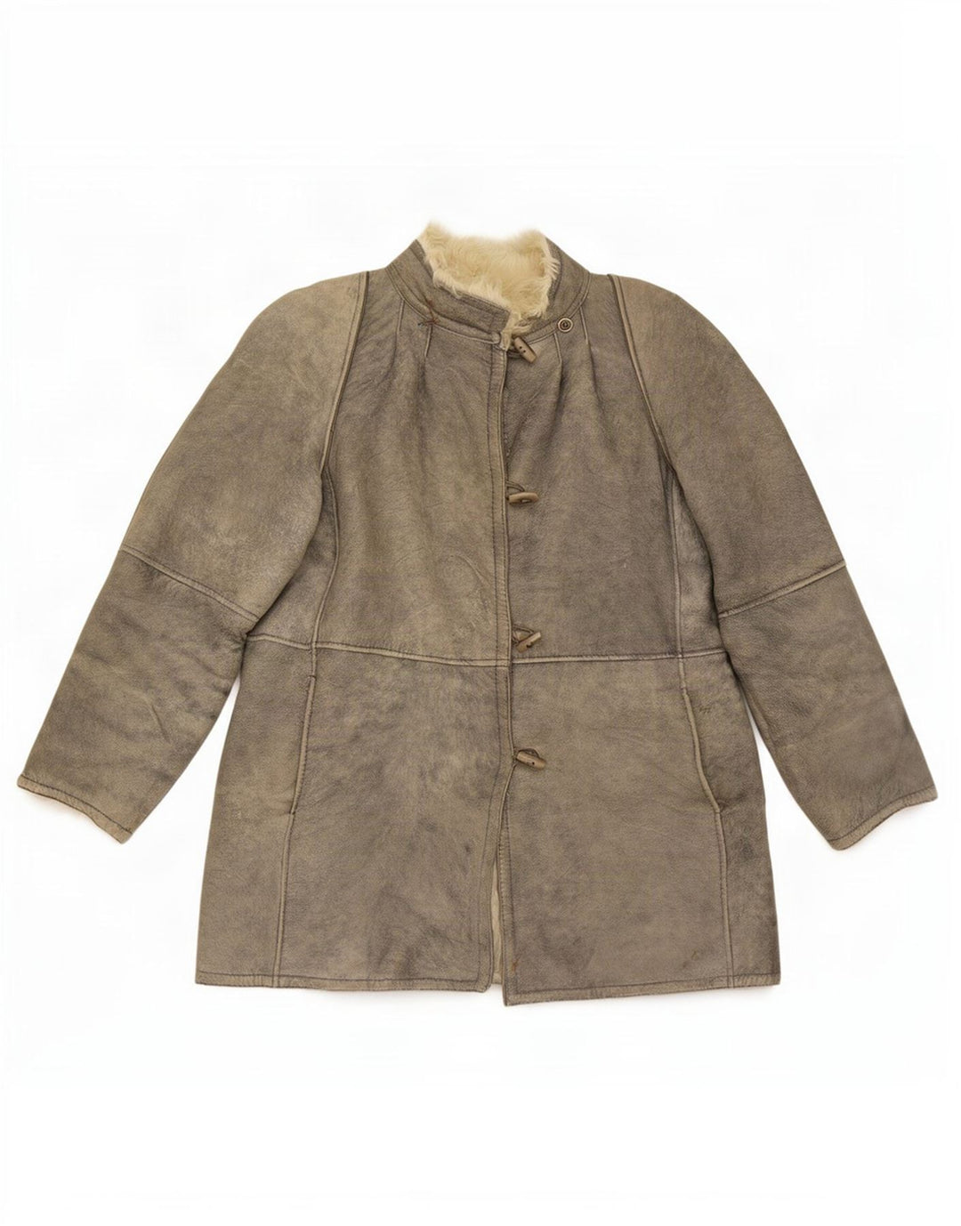 Vintage Dame Shearling Jacket IT 46 Large Grå
