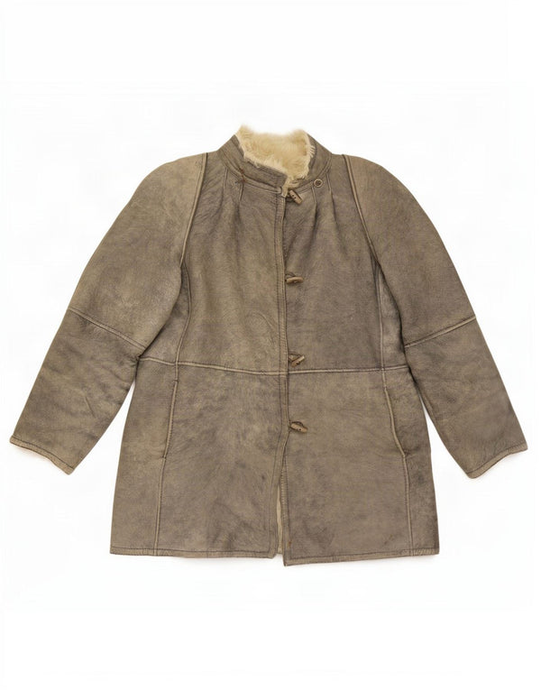 Vintage Dame Shearling Jacket IT 46 Large Grå