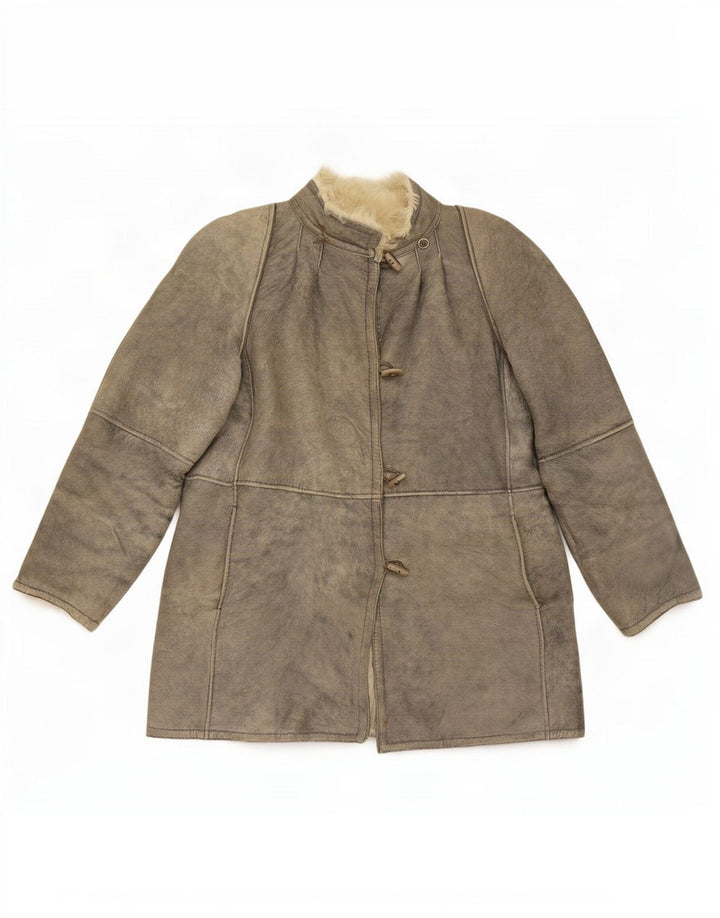 Vintage Dame Shearling Jacket IT 46 Large Grå