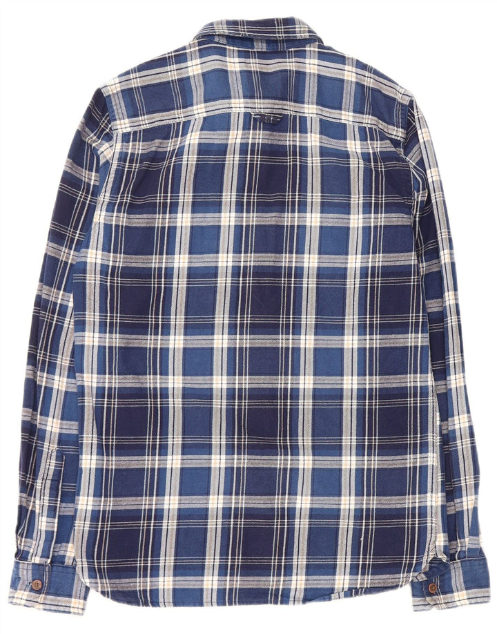 SUPERDRY Flanelskjorte til mænd, lille blå ternet bomuld