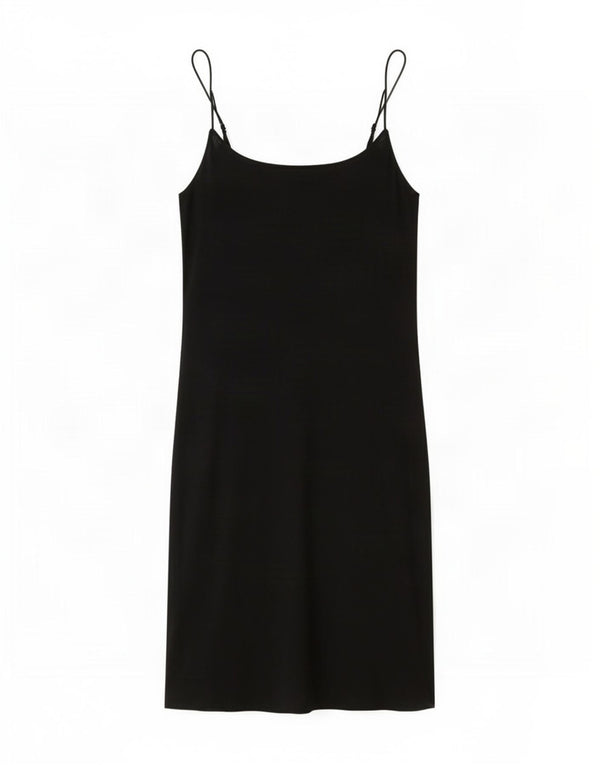 Zara Dame Mini Slip Kjole UK 14 Stor Sort Bomuld